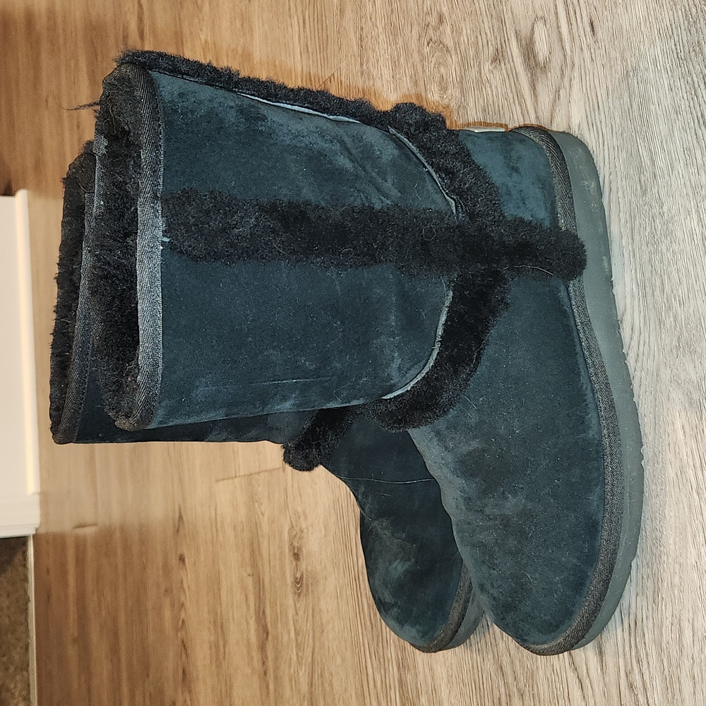 UGG Womens Sz 9 Carter Winter Boots Black Water Resistant Suede Fur